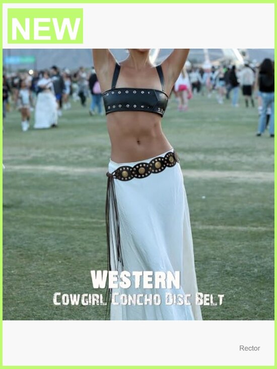 Vintage Western Concho Belt with Discs, Faux Leather, Adjustable main image 4